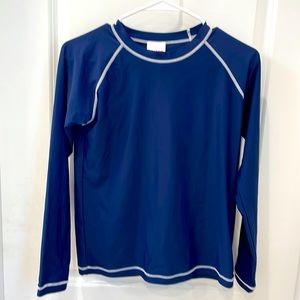 EUC Hanna Andersson navy blue long sleeve contrast stitch rash guard - 160